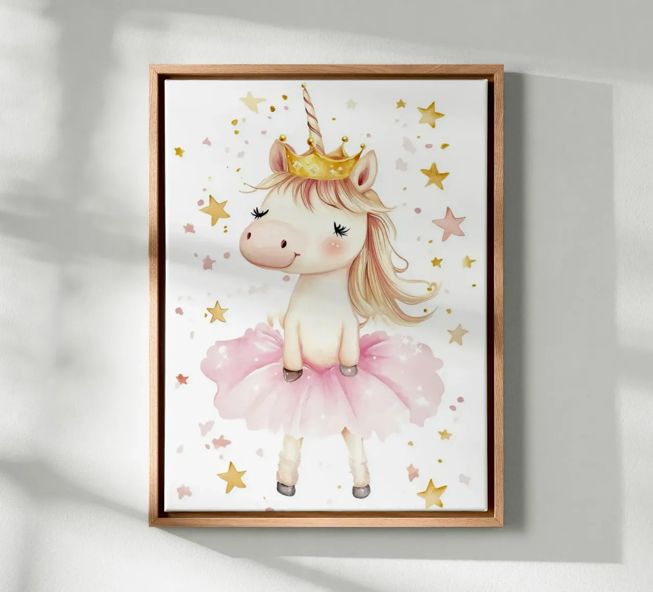 Einhorn Prinzessin Aquarell Leinwand mit Schattenfugenrahmen von Eldon S Kiser