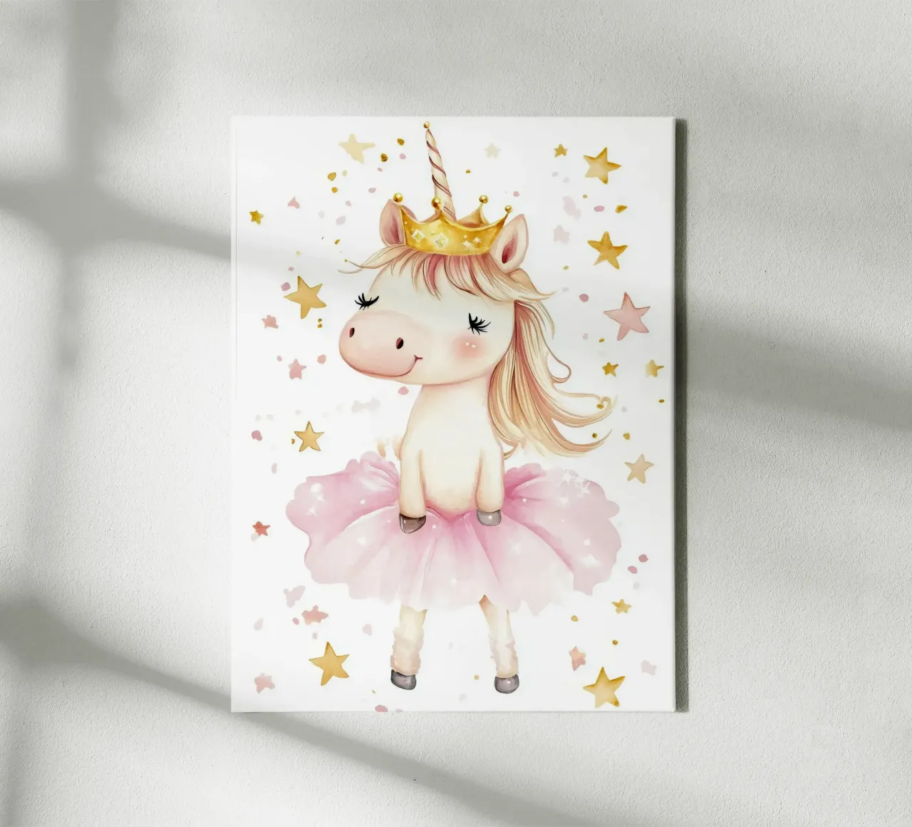 Einhorn Prinzessin Aquarell Leinwand mit Schattenfugenrahmen von Eldon S Kiser
