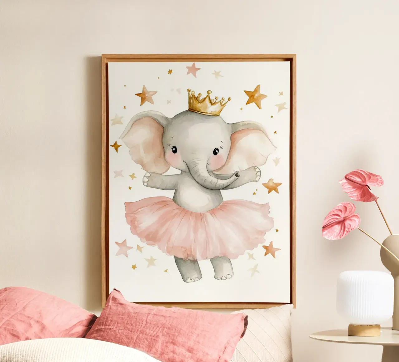 Elefante ballerina con corona tela con Cornice a cassetta da Eldon S Kiser