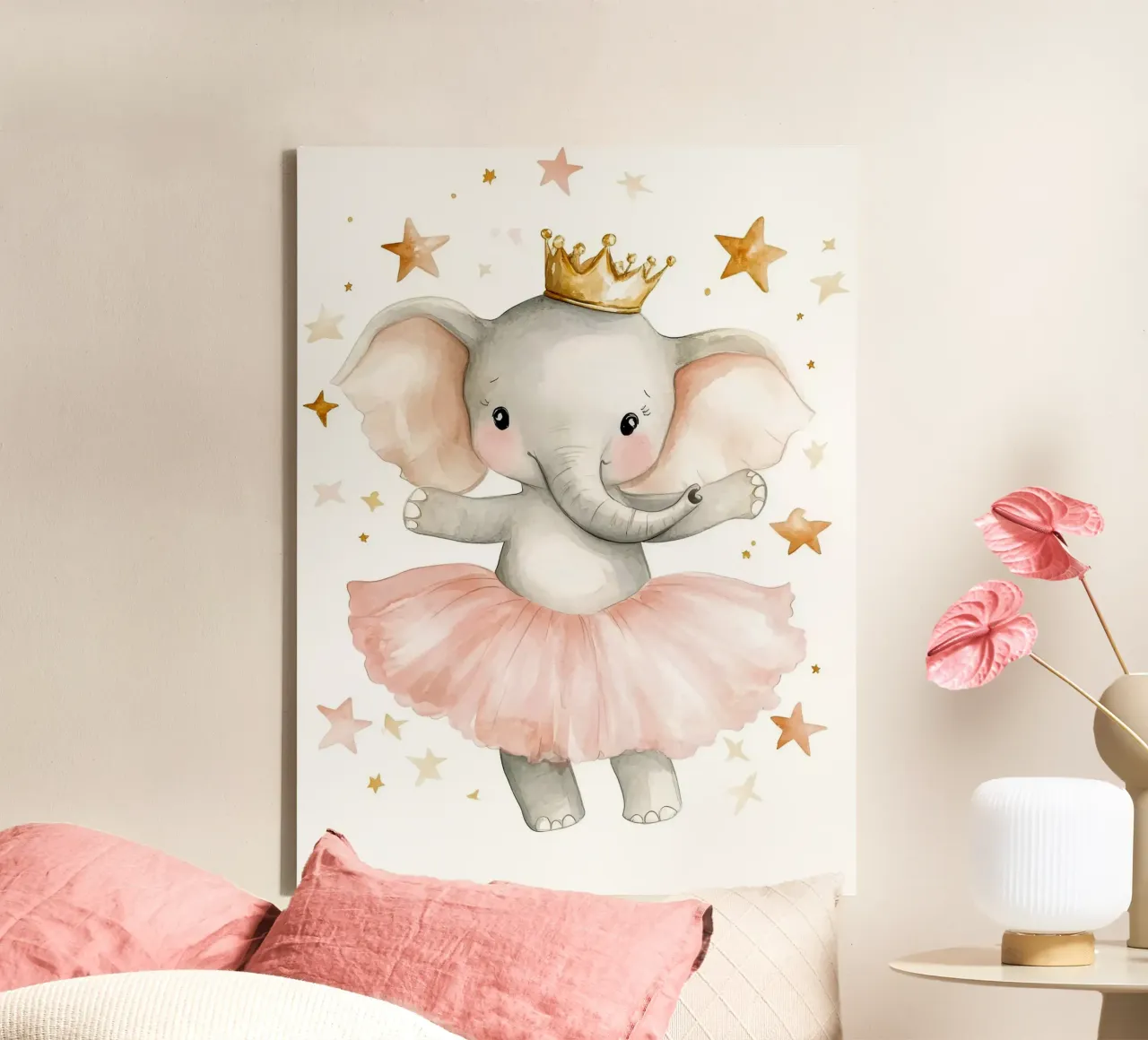 Elefante ballerina con corona tela con Cornice a cassetta da Eldon S Kiser