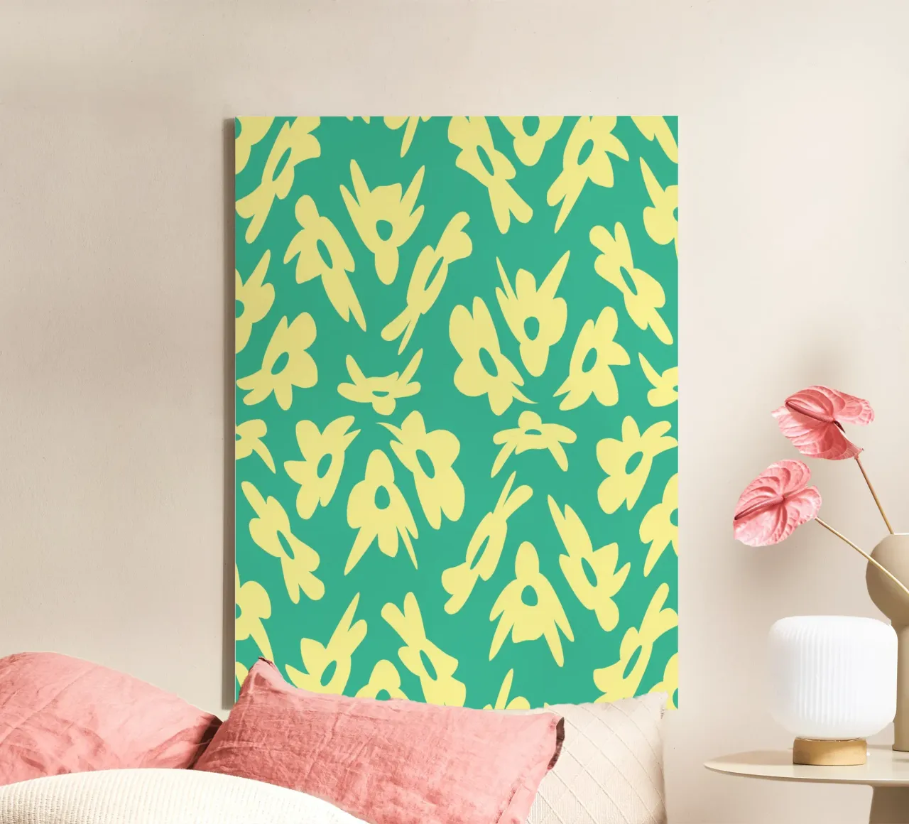 Flower Pattern Bizarre canvas with Floater frame by Little Dean