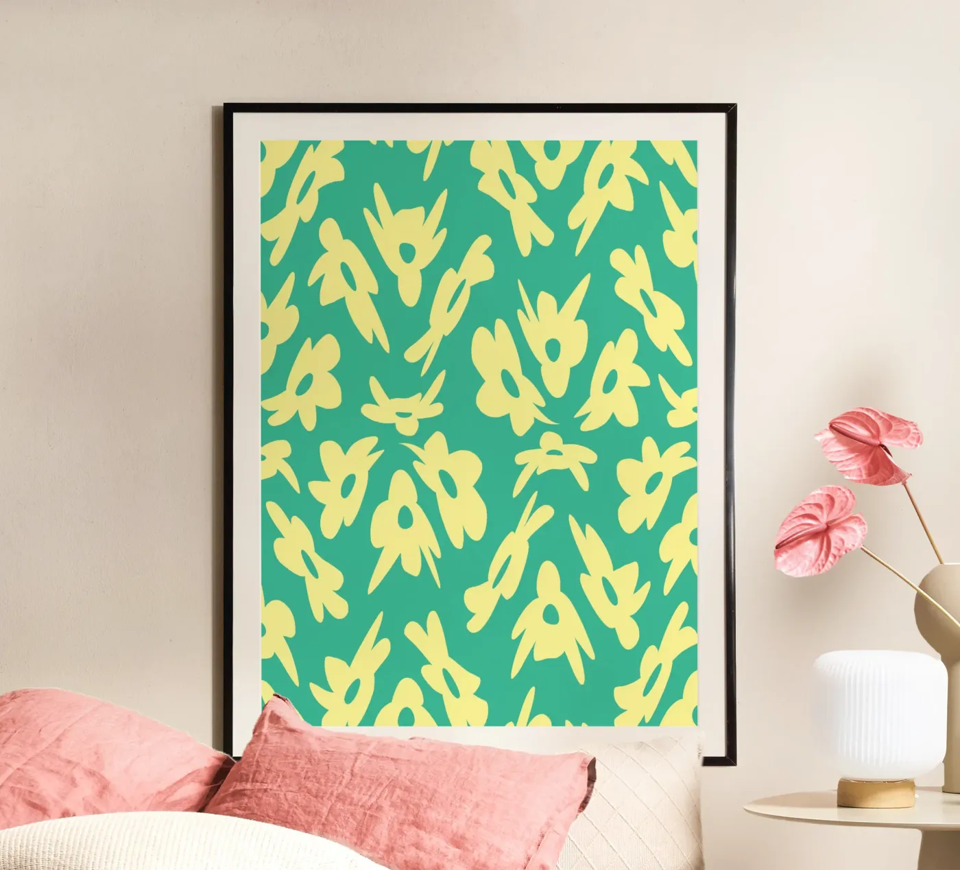 Flower Pattern Bizarre poster van Little Dean