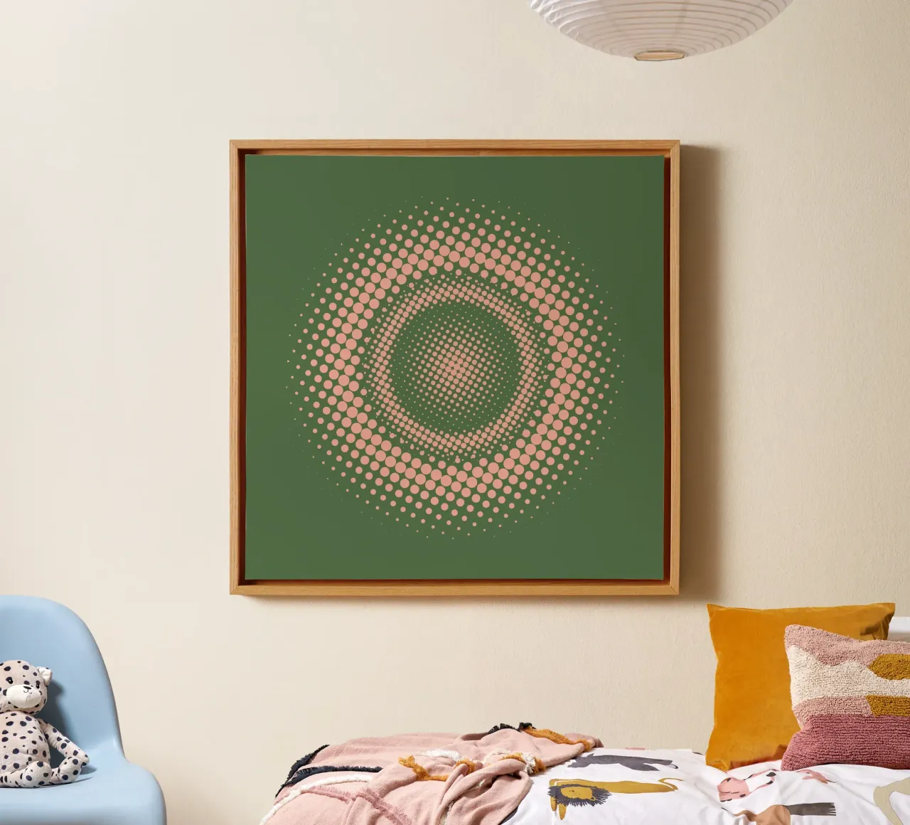 Digital sphere canvas with Floater frame by Little Dean