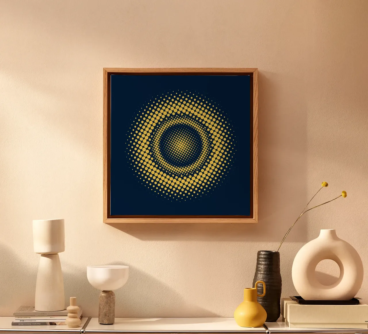 Digital sphere 02 canvas with Floater frame by Little Dean