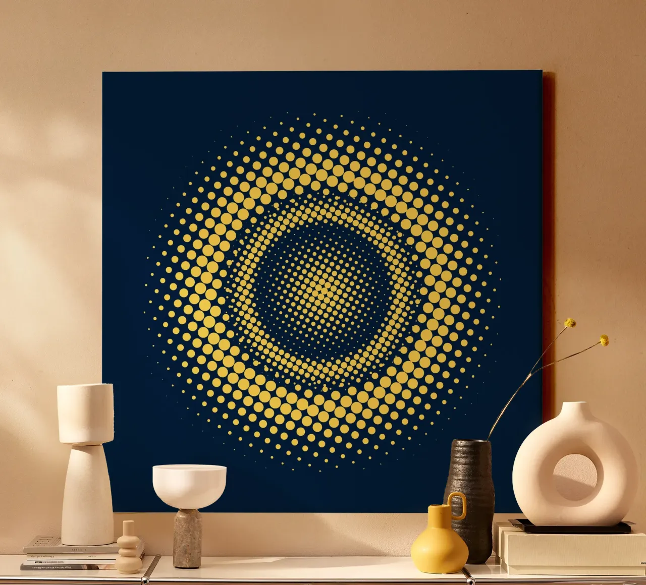 Digital sphere 02 canvas with Floater frame by Little Dean