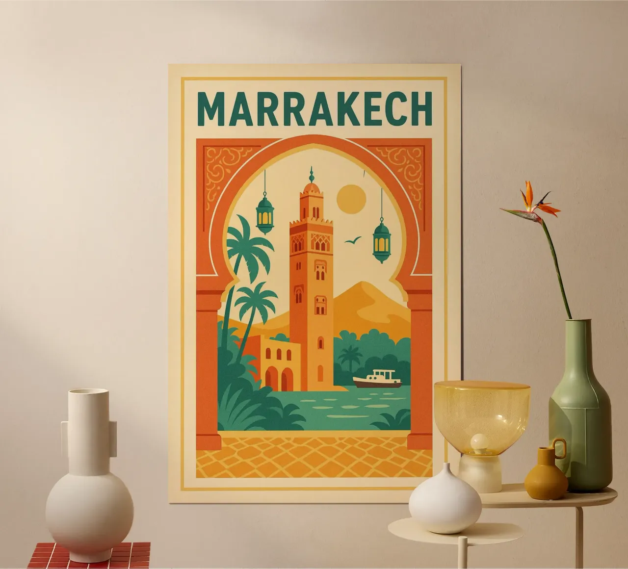 Affiche Marrakech – Poster rétro de la Koutoubia poster da JETLAG | affiches voyage