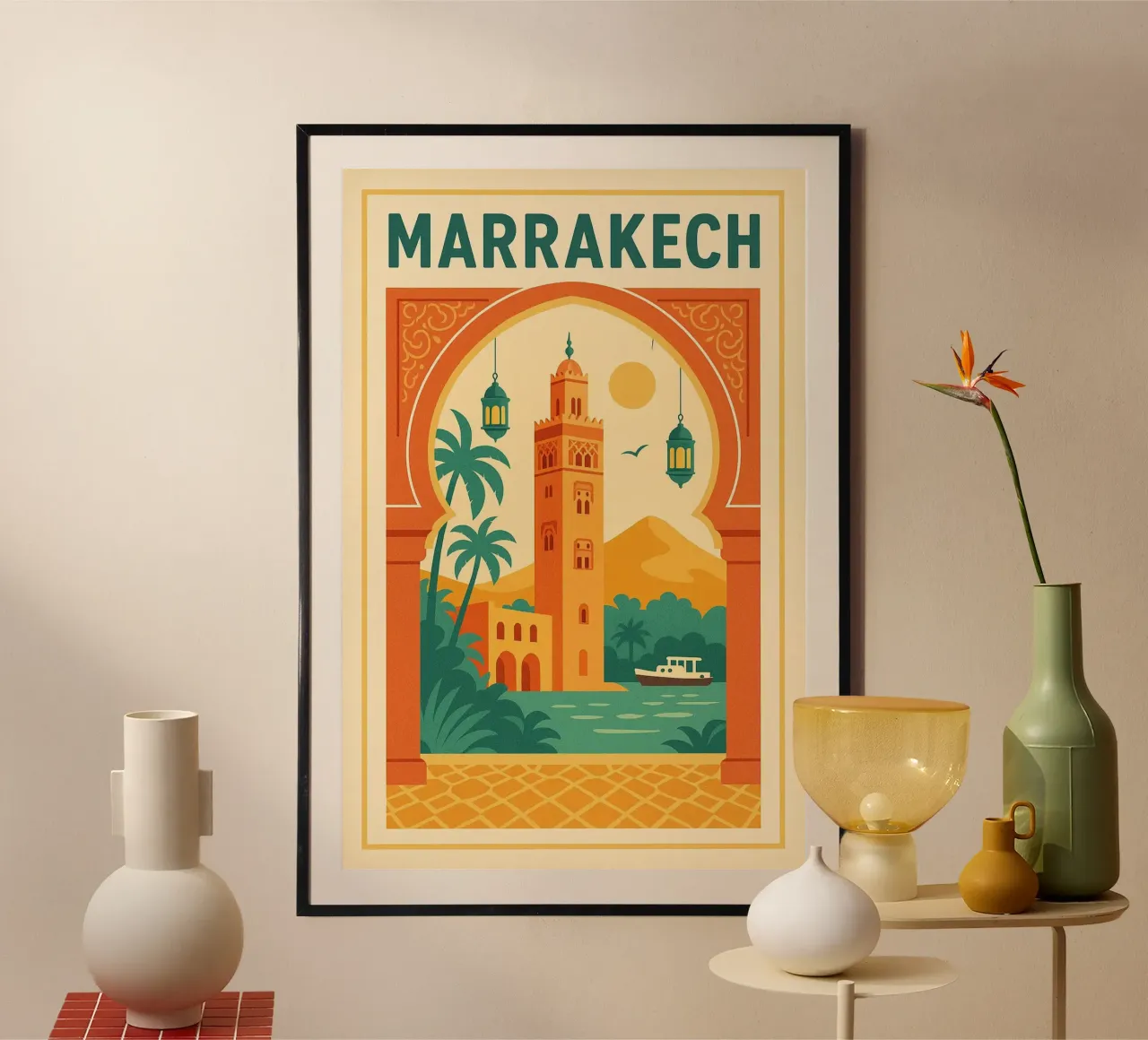 Affiche Marrakech – Poster rétro de la Koutoubia poster da JETLAG | affiches voyage