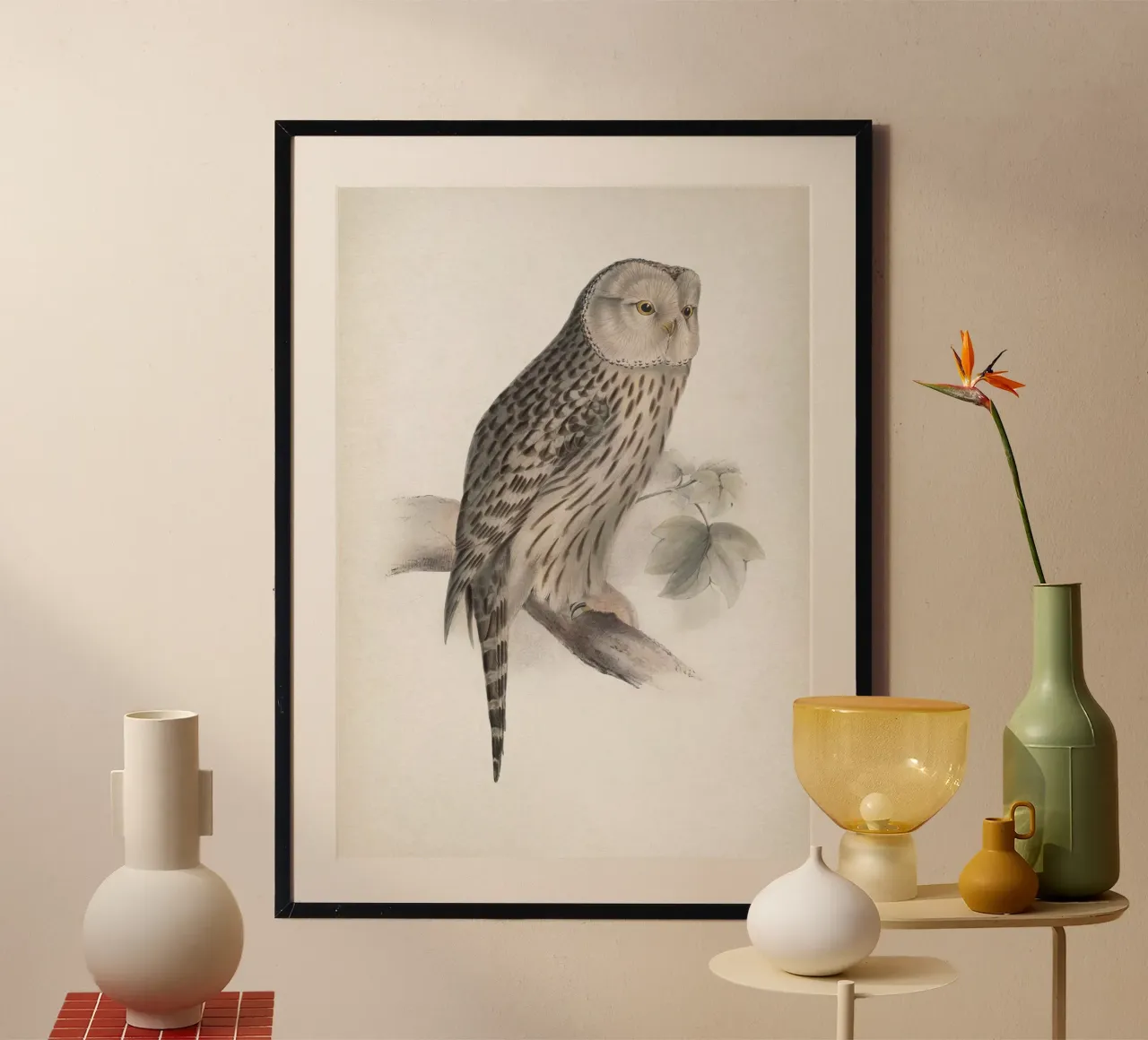 Vintage Lear 2 Ural Owl poster con telaio in plastica da Vintage Print Collection