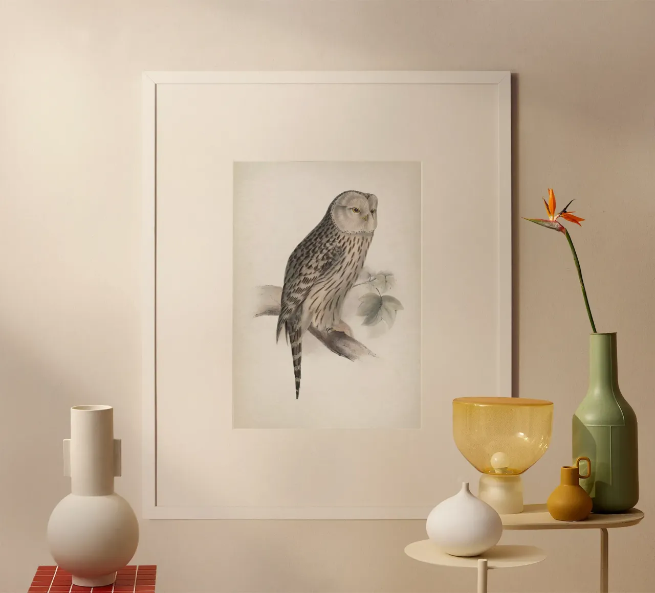 Vintage Lear 2 Ural Owl poster con telaio in plastica da Vintage Print Collection