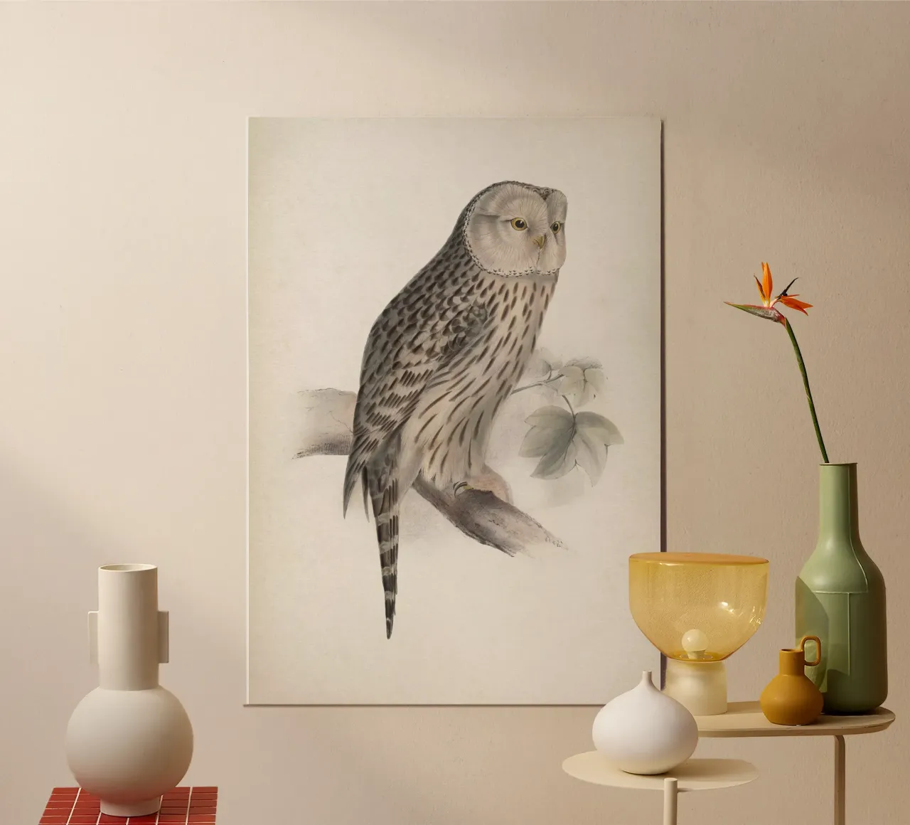 Vintage Lear 2 Ural Owl poster con telaio in plastica da Vintage Print Collection