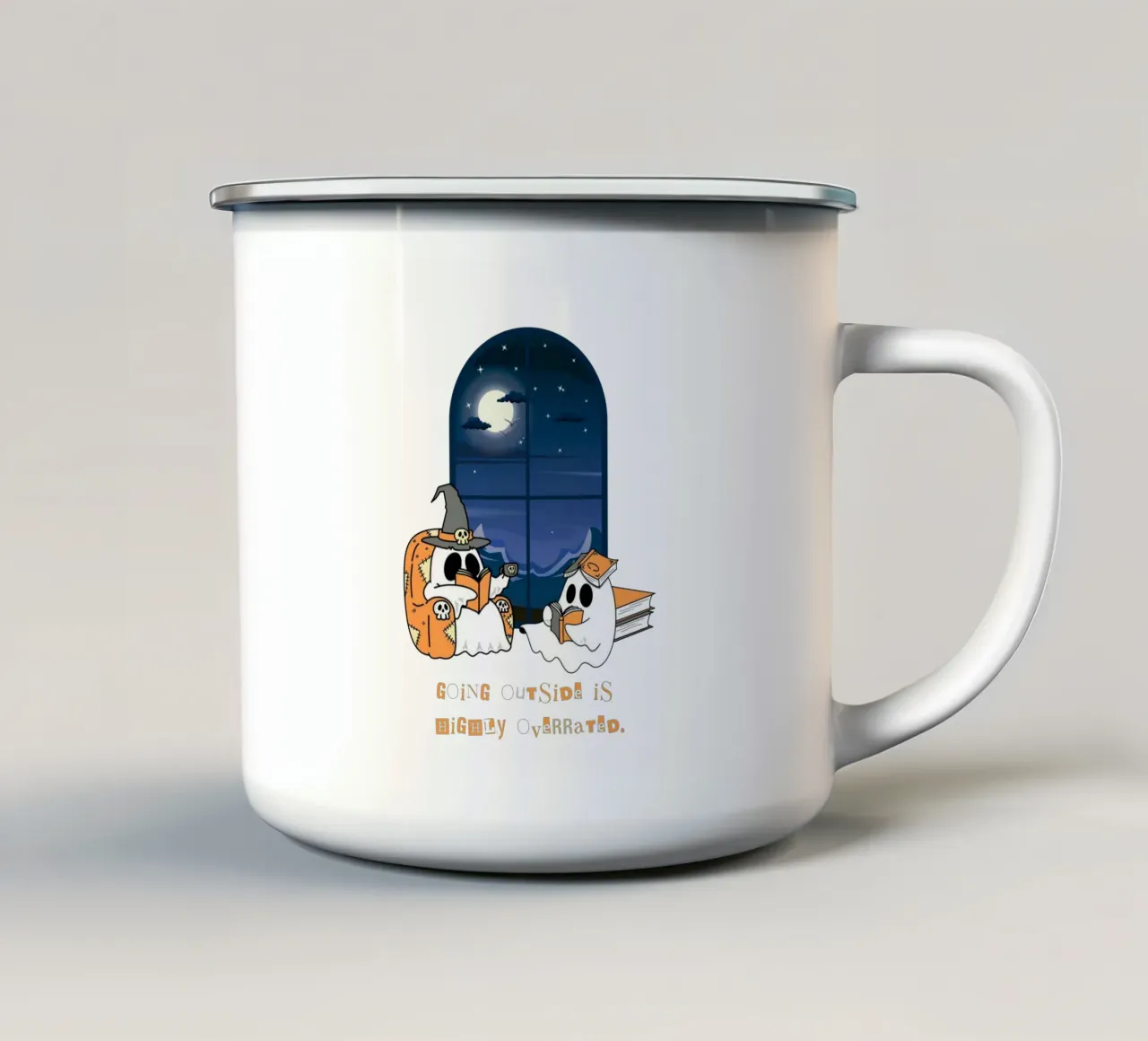 USCIRE ALL'APERTO È MOLTO SOPRAVVALUTATO. tazza in smalto da ArtDesign by KBK