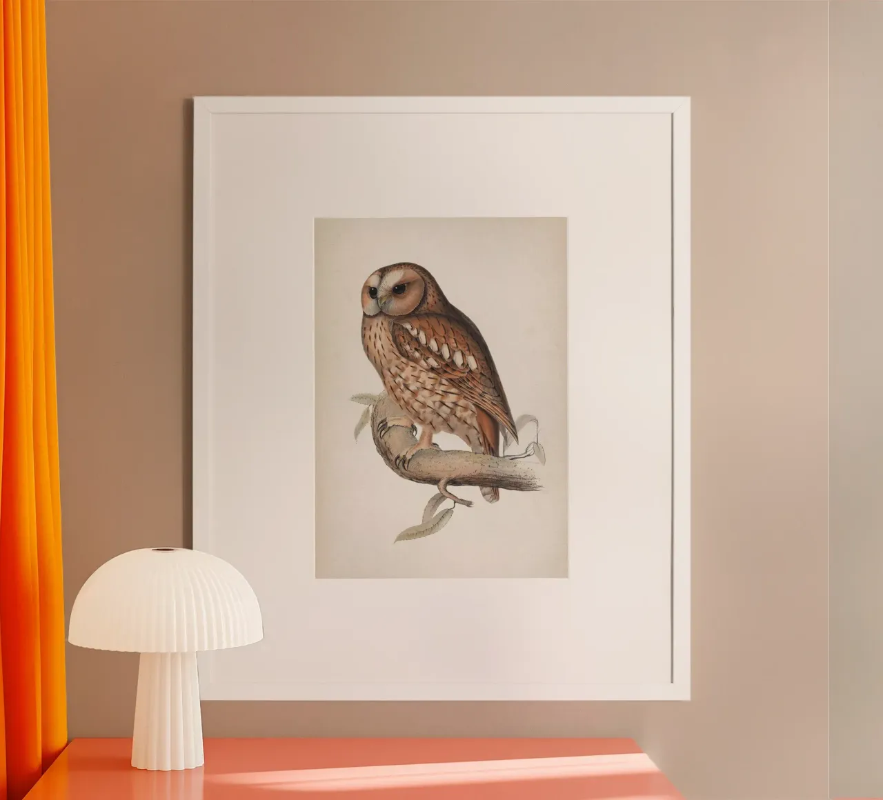 Vintage Lear 2 Wood Owl poster con telaio in legno da Vintage Print Collection