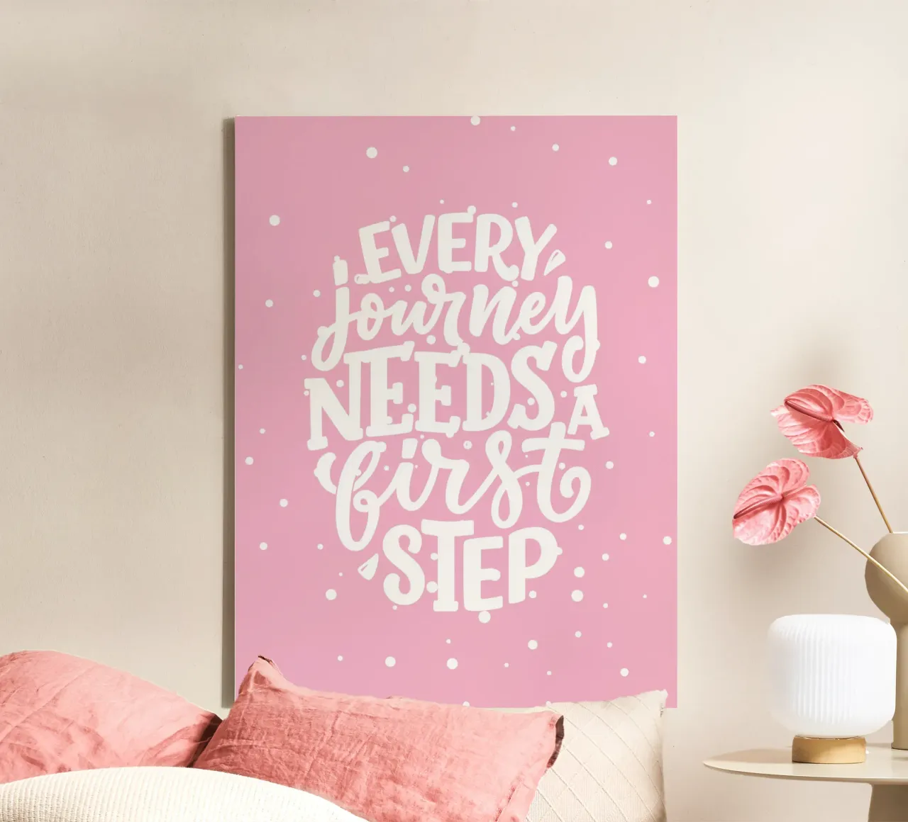 Every journey needs a first step Leinwand mit Schattenfugenrahmen von PinkCandyWalls