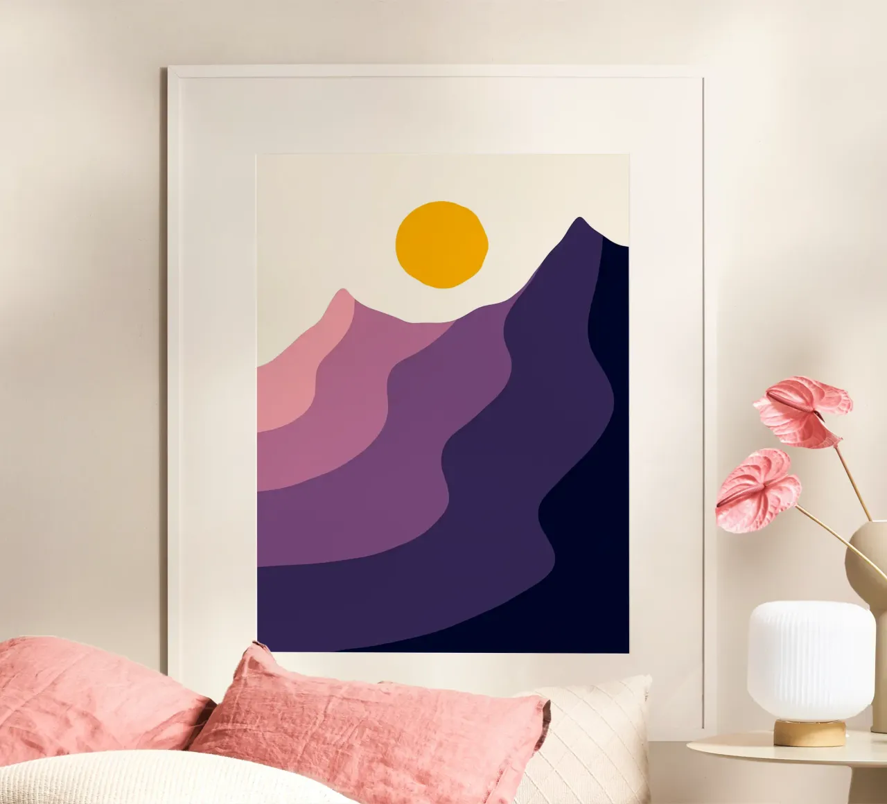 Vertice di Twin Mountain poster con telaio in alluminio da Leonard R Sadler