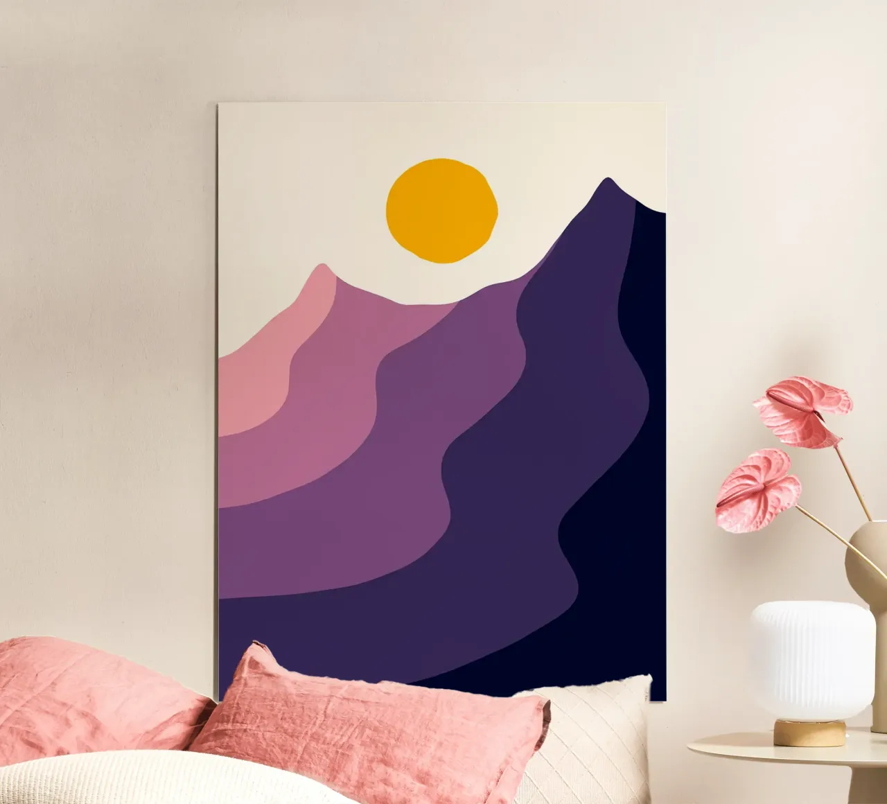 Vertice di Twin Mountain poster con telaio in alluminio da Leonard R Sadler