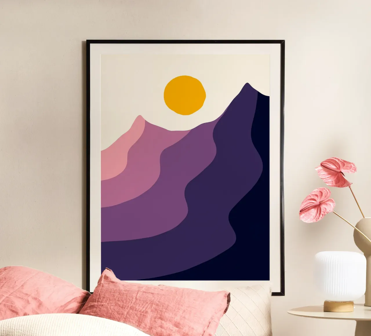 Vertice di Twin Mountain poster con telaio in alluminio da Leonard R Sadler