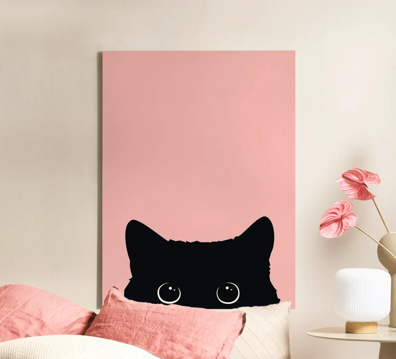 Curious cat canvas with Floater frame by Leonard R Sadler