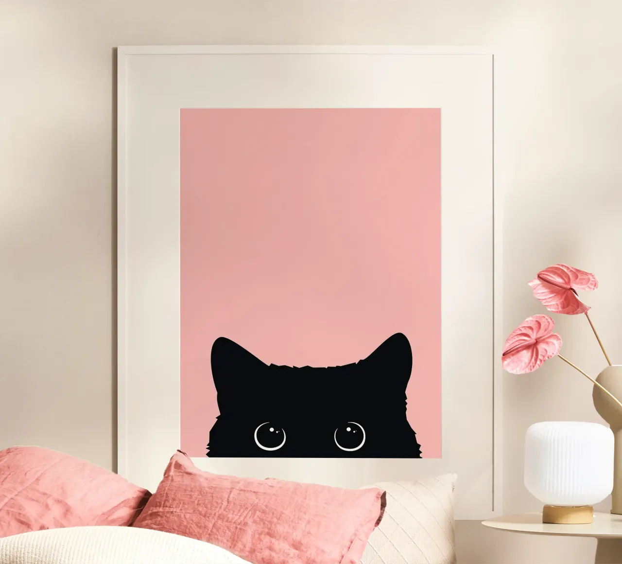 Gatto curioso poster con telaio in alluminio da Leonard R Sadler