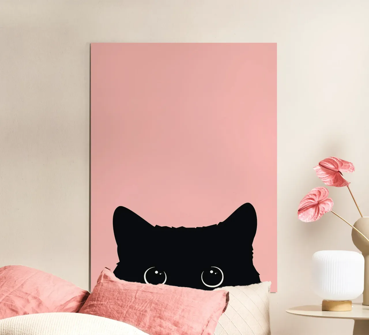 Gatto curioso poster con telaio in alluminio da Leonard R Sadler