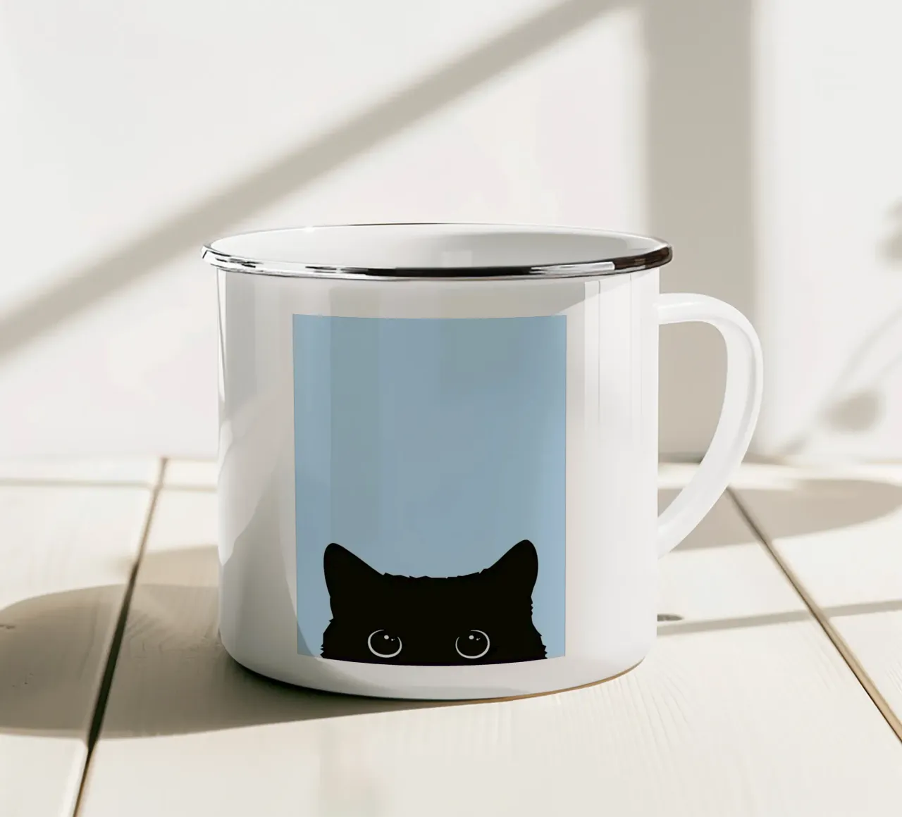 Gatto curioso tazza in smalto da Leonard R Sadler