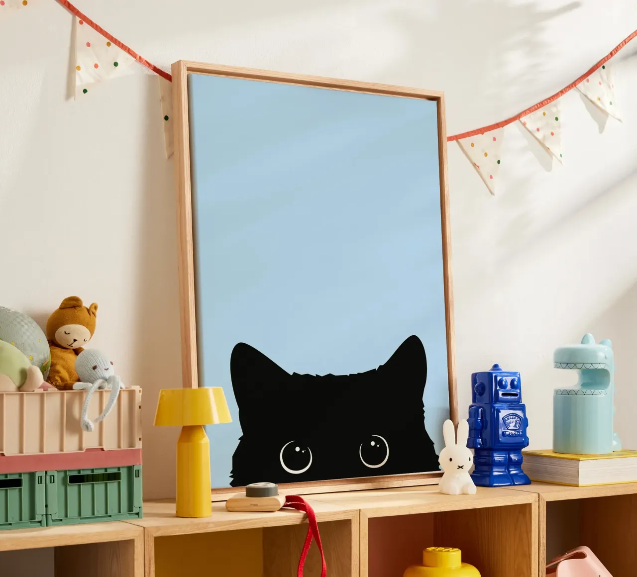 Curious Cat canvas with Floater frame by Leonard R Sadler