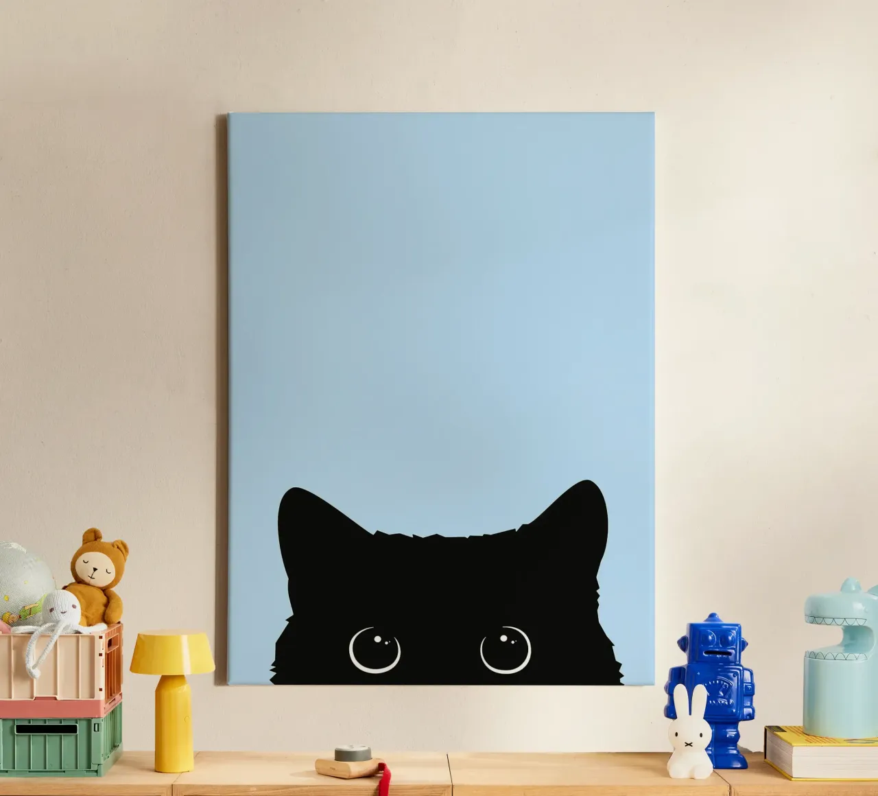 Curious Cat canvas with Floater frame by Leonard R Sadler