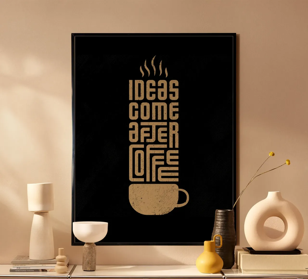 Ideas come after coffee poster con telaio in alluminio da PinkCandyWalls