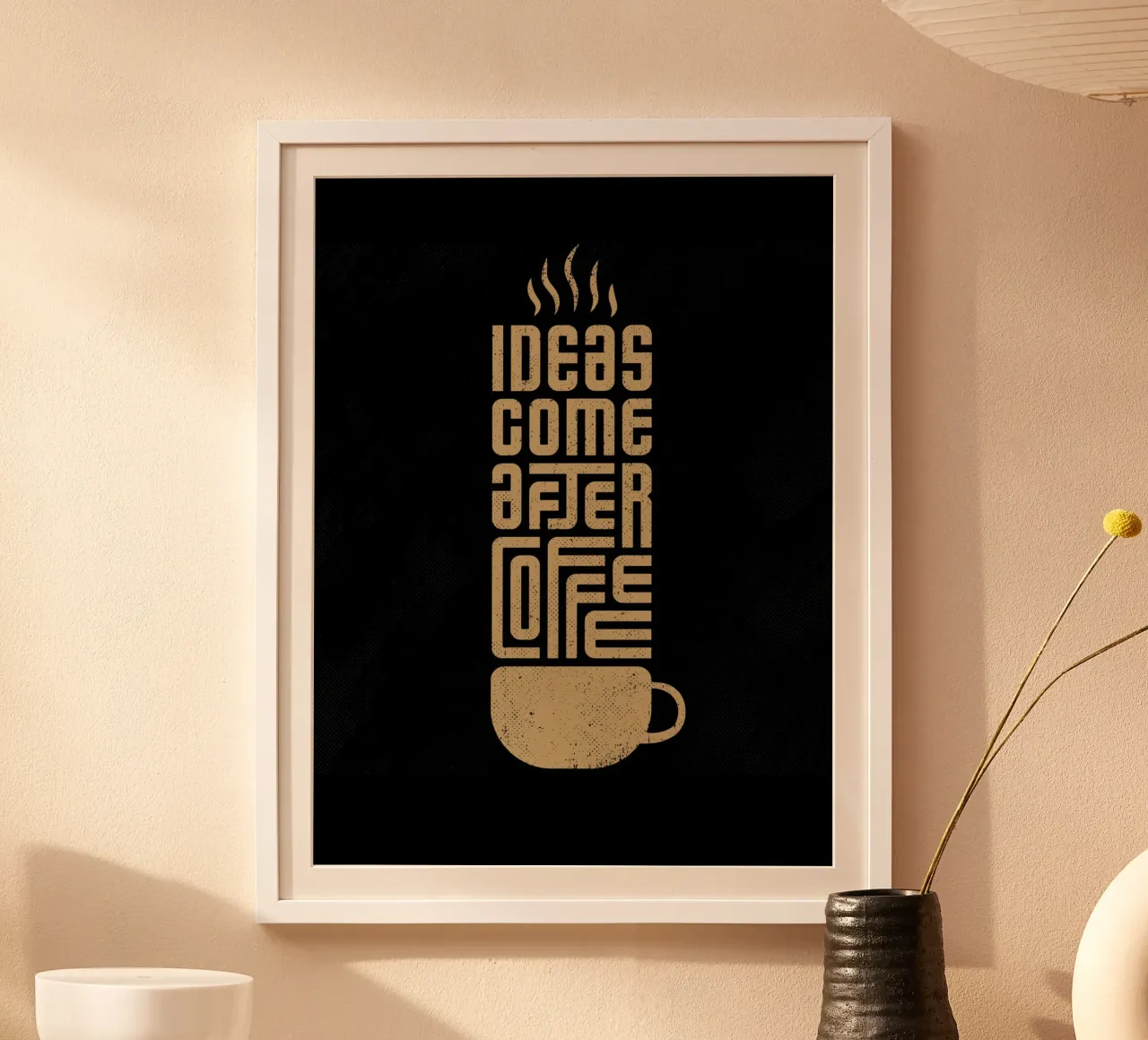 Ideas come after coffee poster con telaio in alluminio da PinkCandyWalls