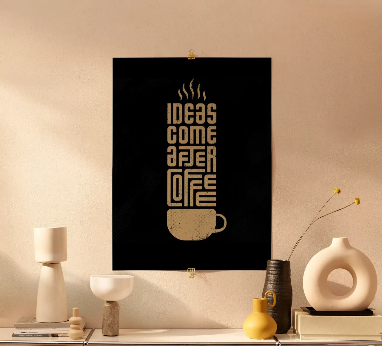 Ideas come after coffee poster con telaio in alluminio da PinkCandyWalls