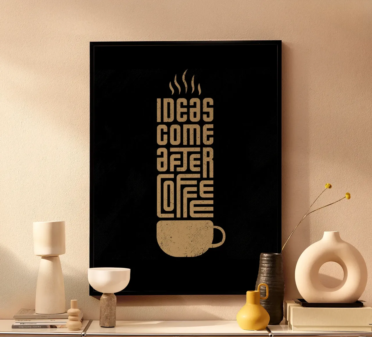 Ideas come after coffee poster con telaio in alluminio da PinkCandyWalls