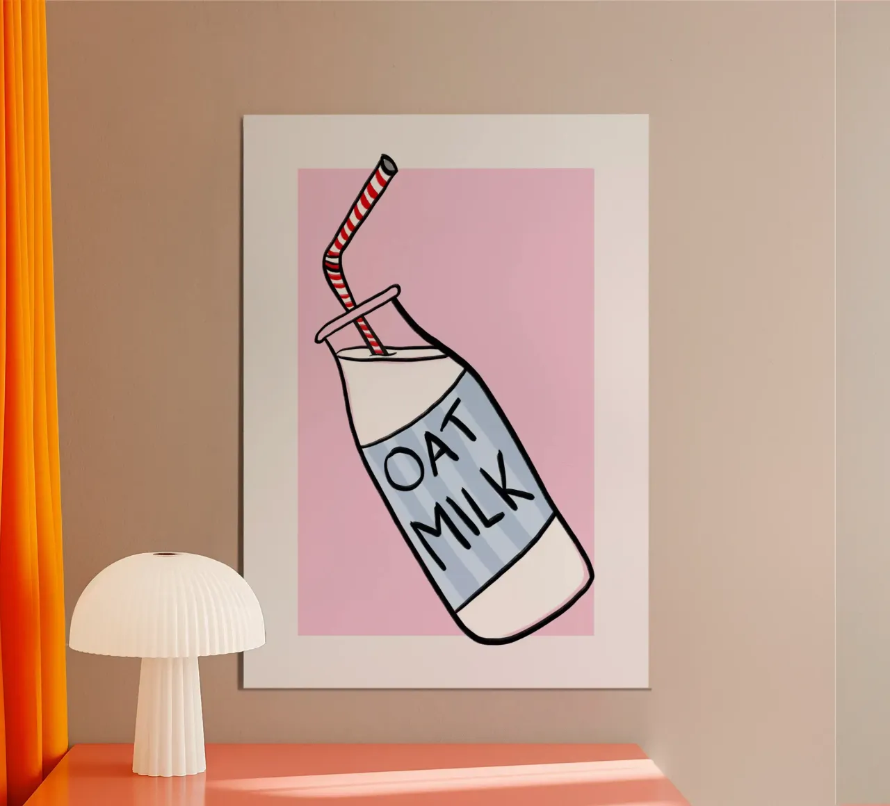 Latte d'avena poster con telaio in legno da Athene Fritsch