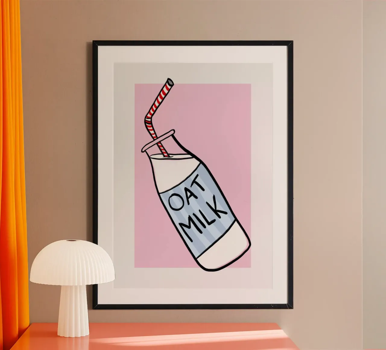 Latte d'avena poster con telaio in legno da Athene Fritsch