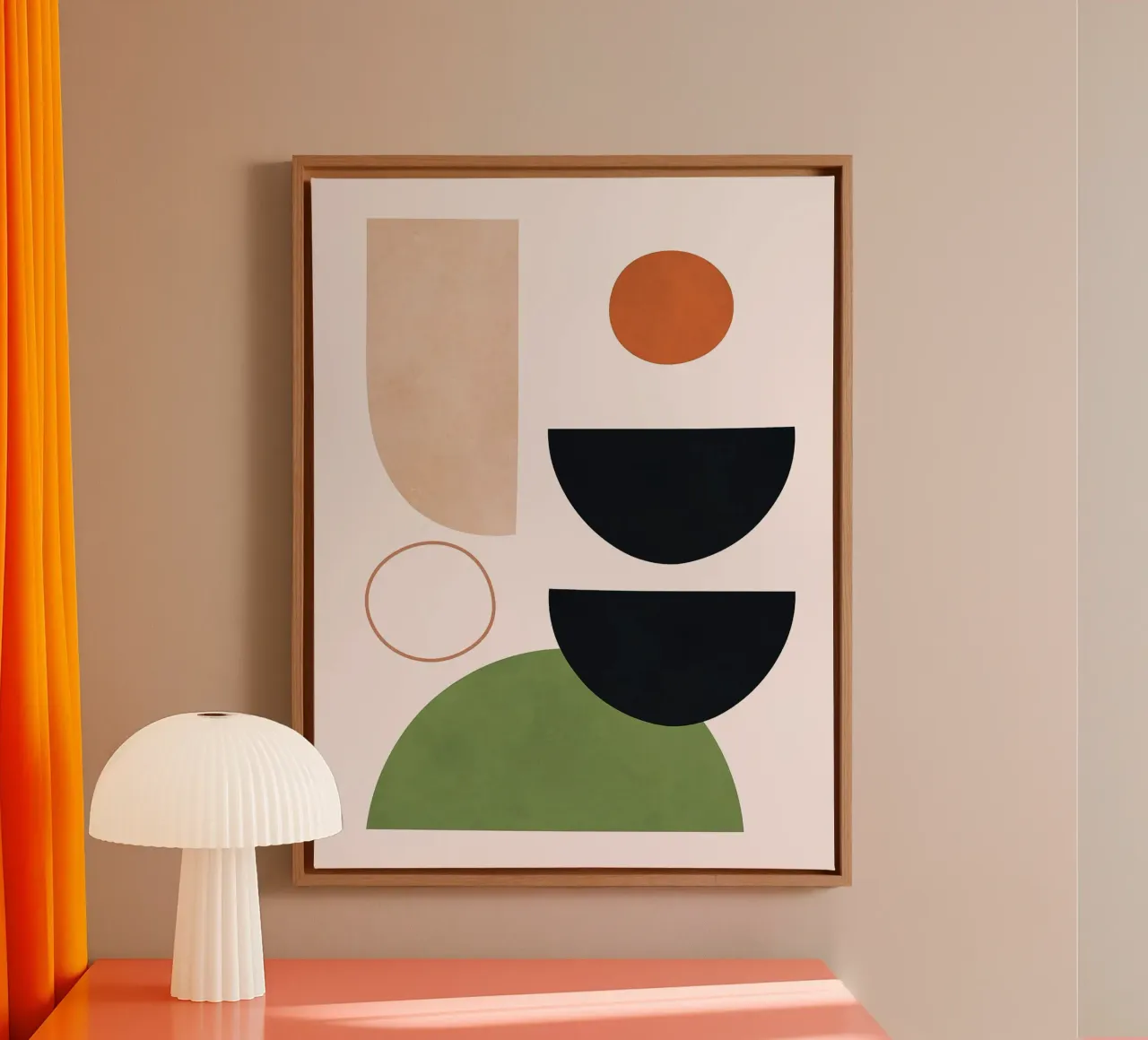 Circles and semicircles canvas with Floater frame by Sven B Strauss