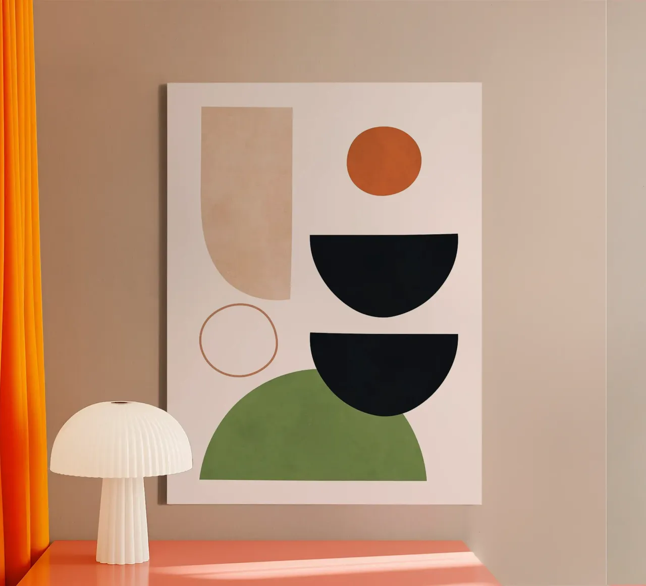 Circles and semicircles canvas with Floater frame by Sven B Strauss