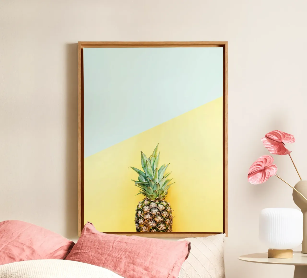 Pineapple composition IV canvas with Floater frame by Sven B Strauss