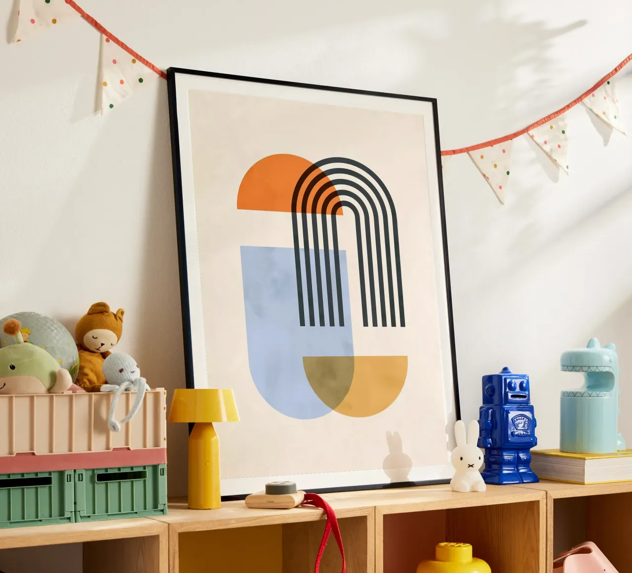 Forme geometriche poster con telaio in legno da Sven B Strauss