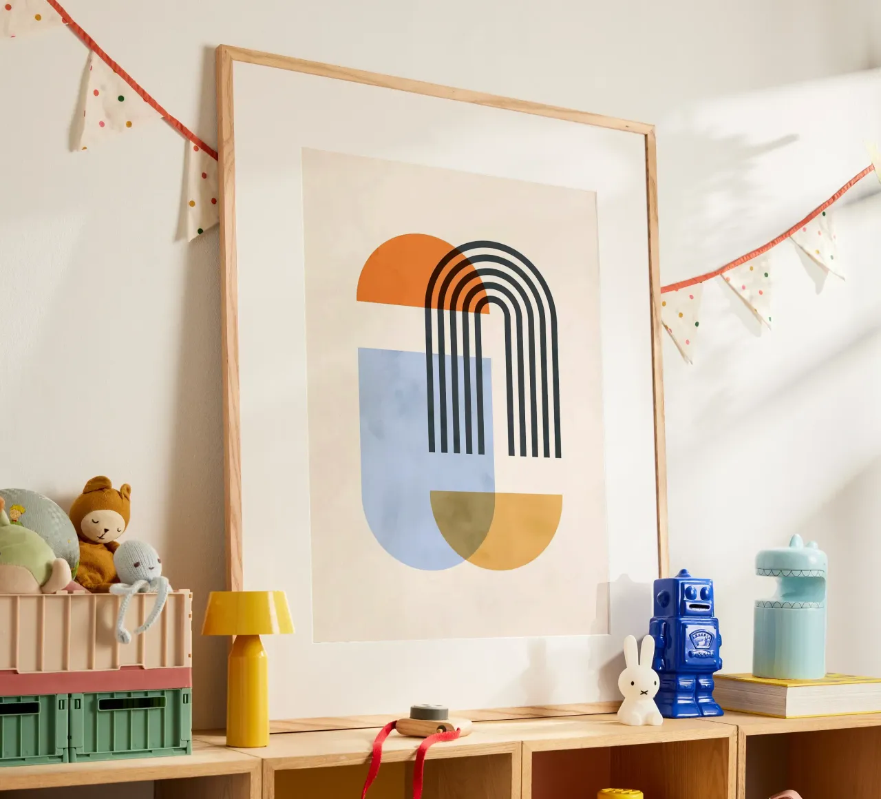 Forme geometriche poster con telaio in legno da Sven B Strauss