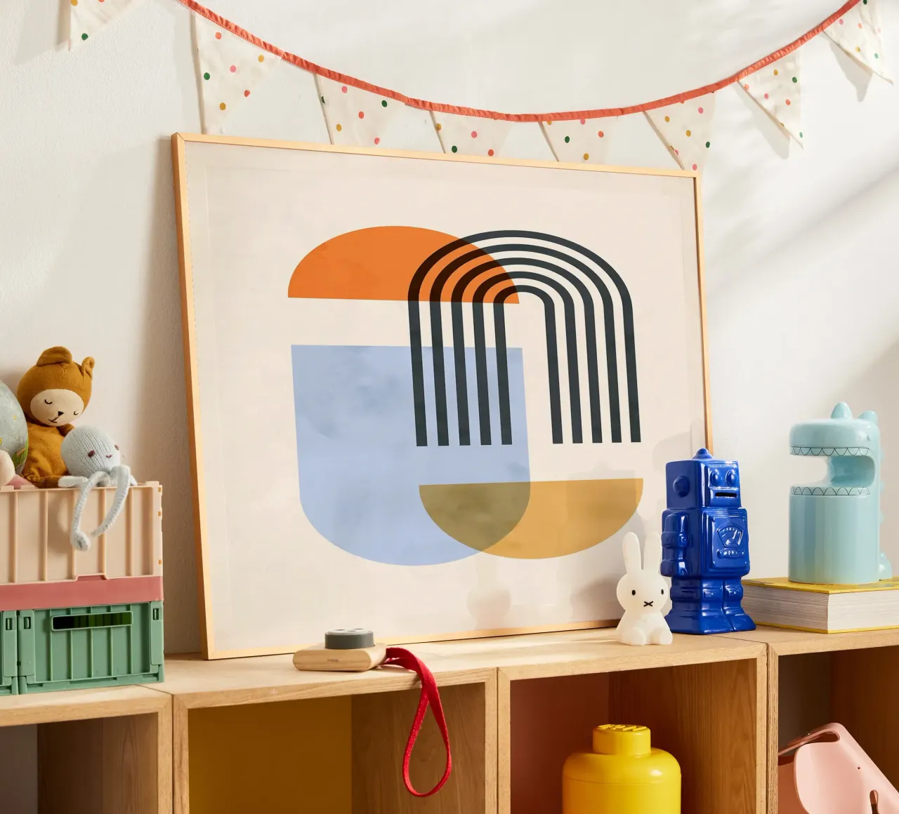 Forme geometriche poster con telaio in legno da Sven B Strauss