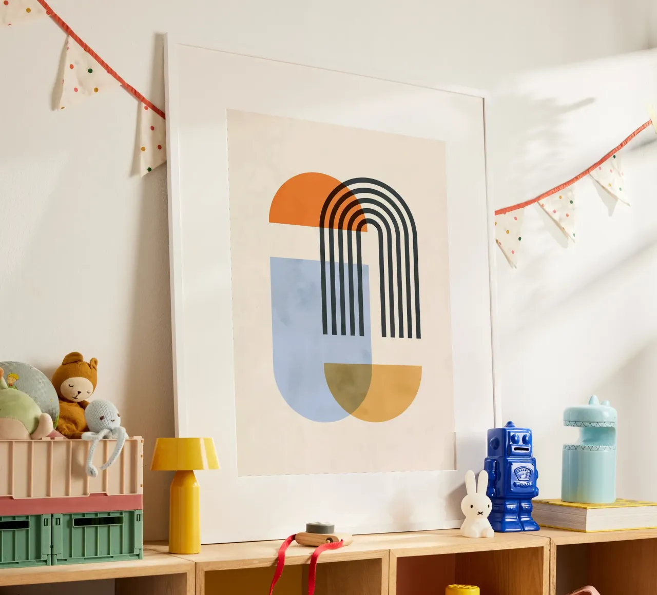 Forme geometriche poster con telaio in legno da Sven B Strauss