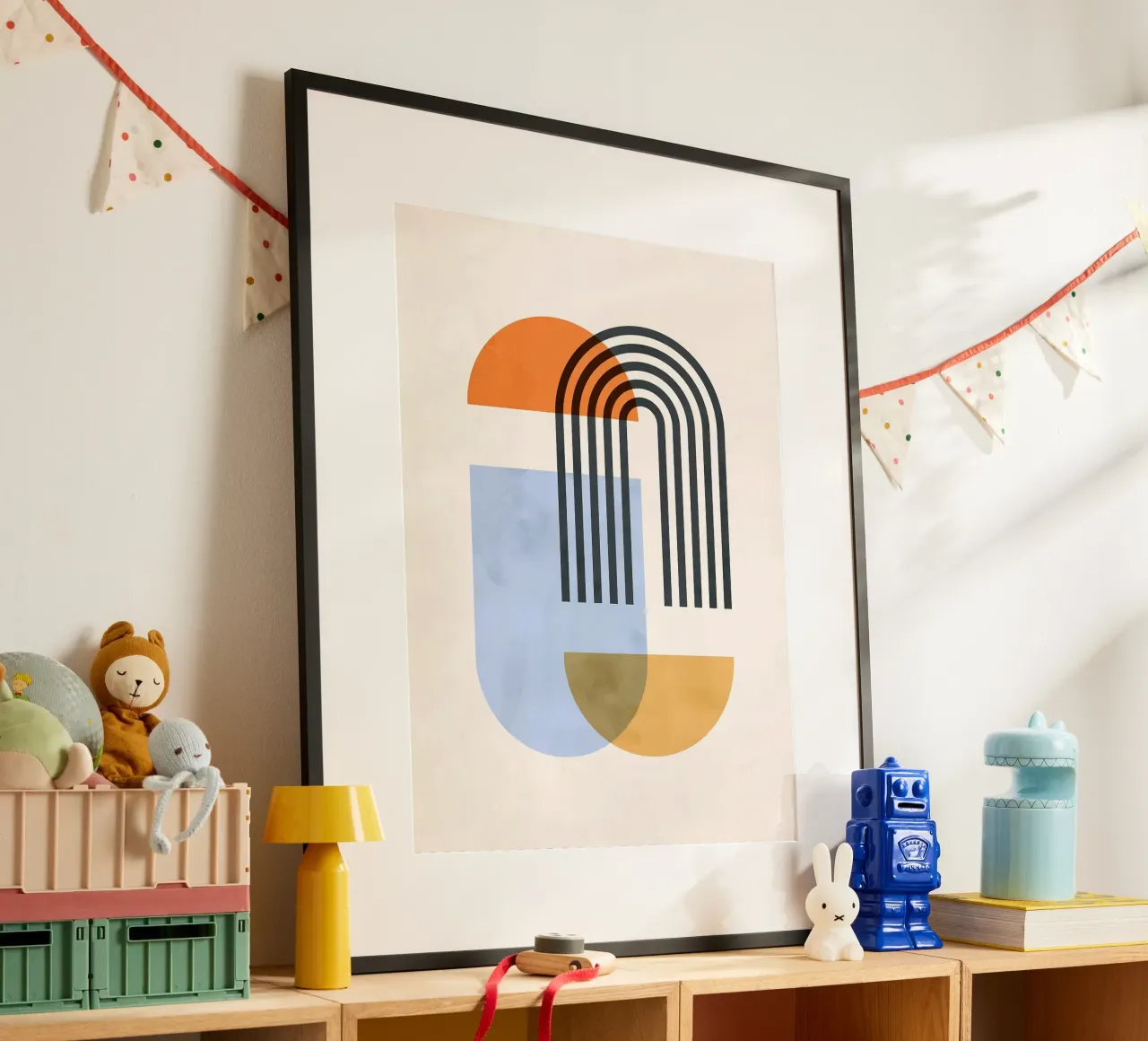 Forme geometriche poster con telaio in legno da Sven B Strauss