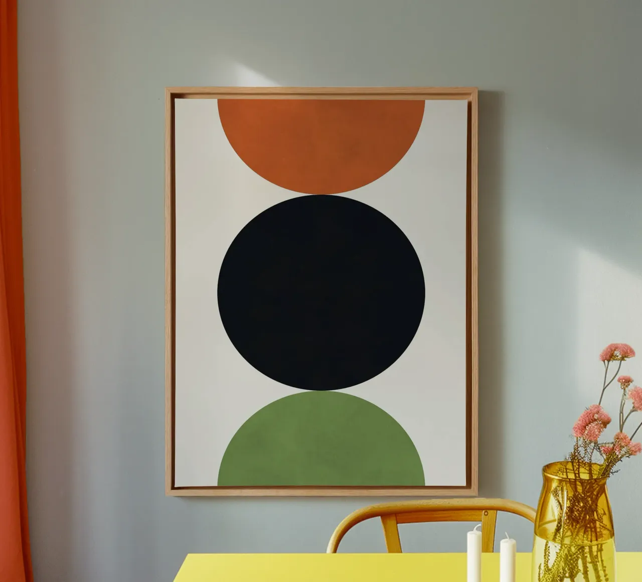 Circles and semicircles canvas with Floater frame by Sven B Strauss