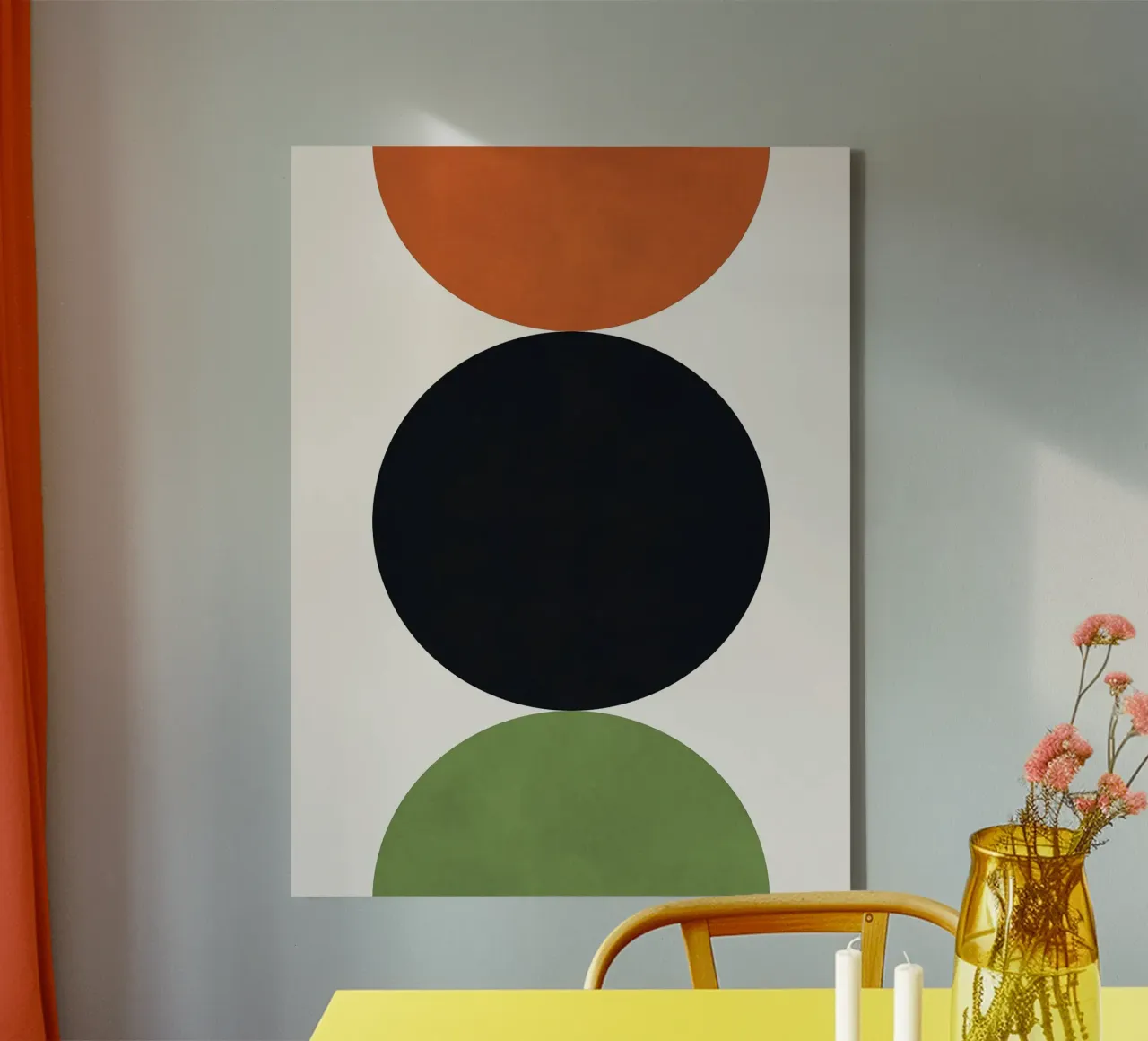 Circles and semicircles canvas with Floater frame by Sven B Strauss
