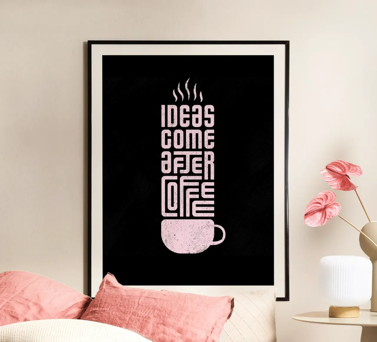 Ideas come after coffee poster con telaio in plastica da PinkCandyWalls