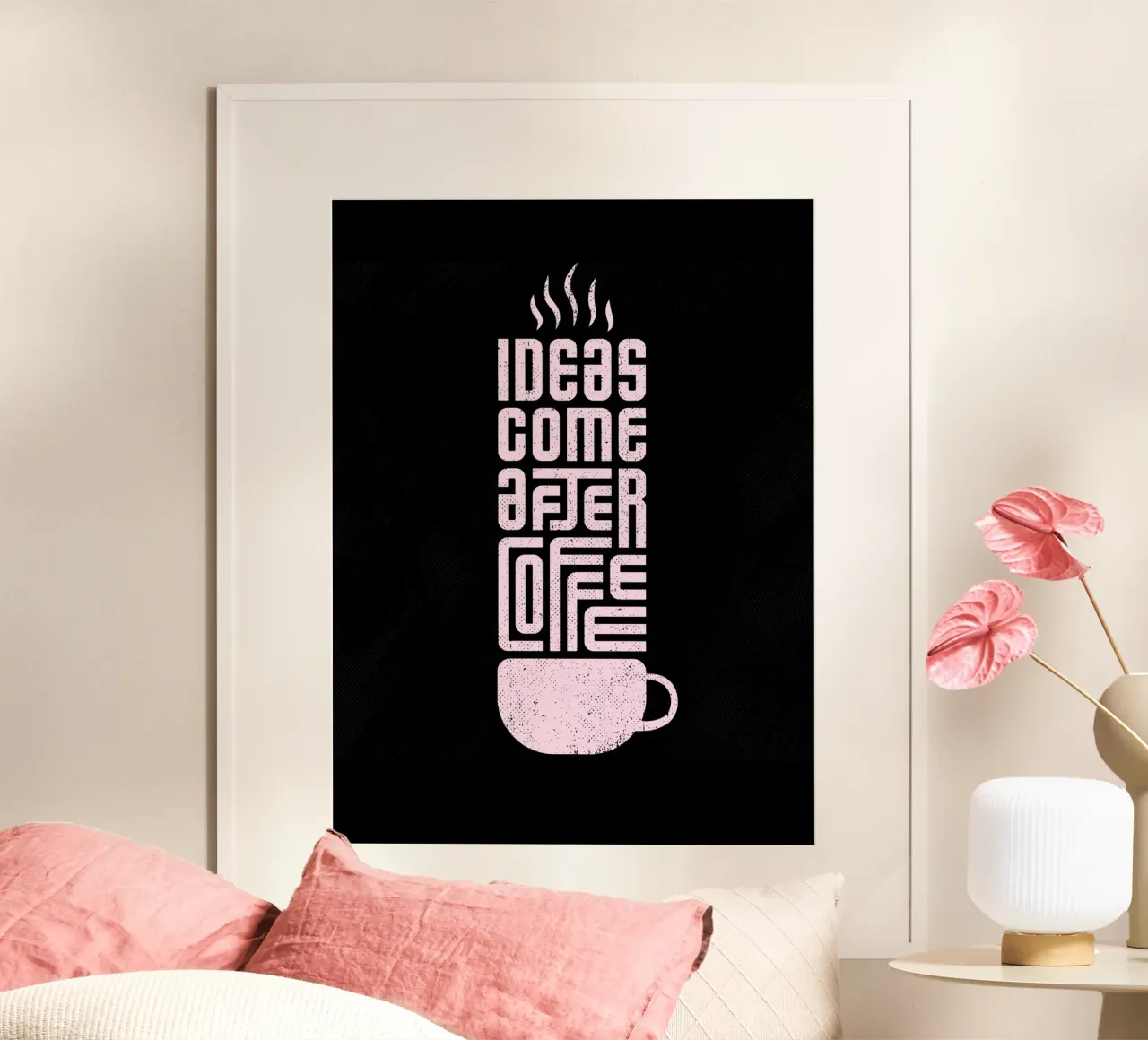 Ideas come after coffee poster con telaio in plastica da PinkCandyWalls