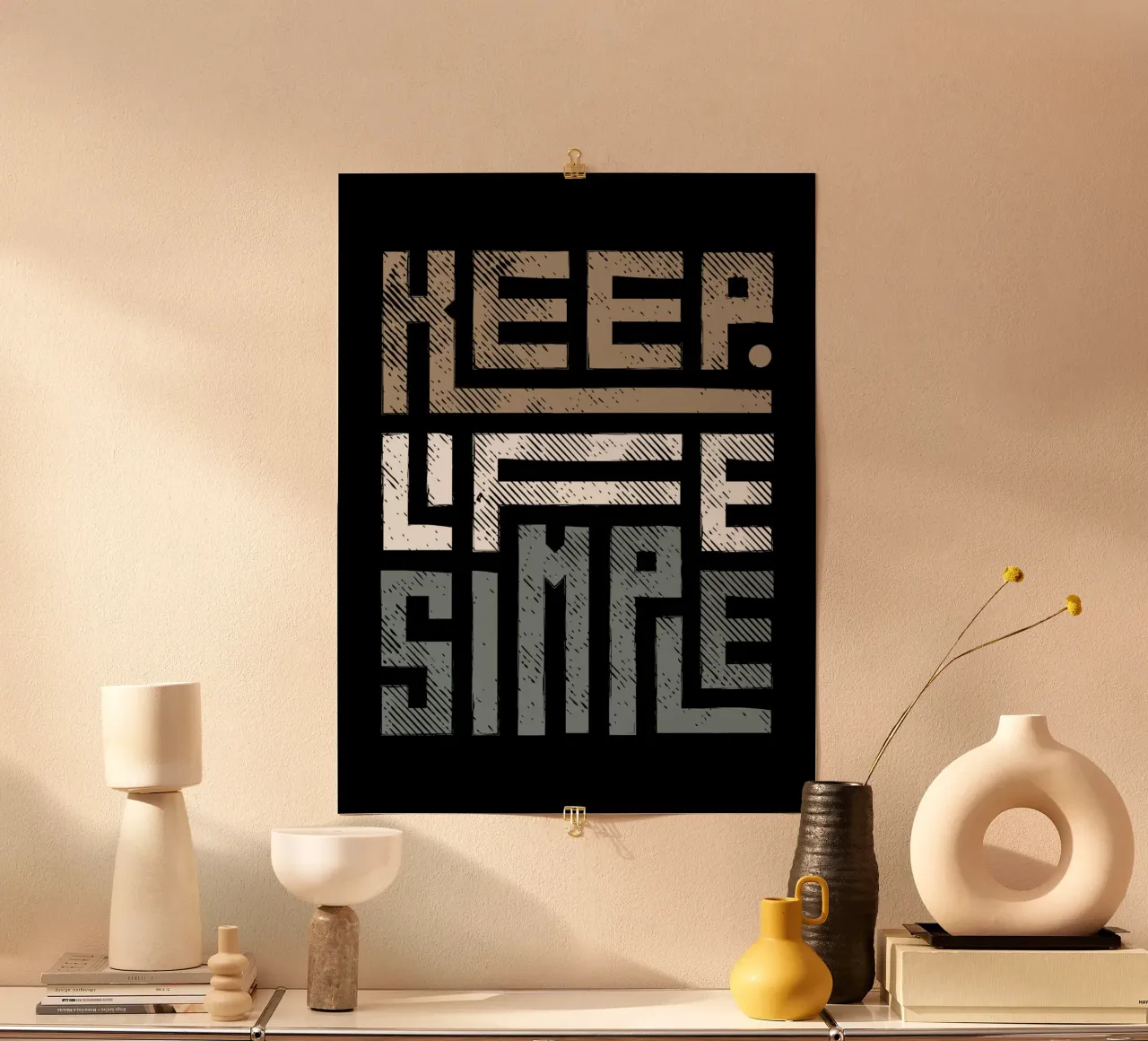 Keep life simple poster con telaio in legno da PinkCandyWalls