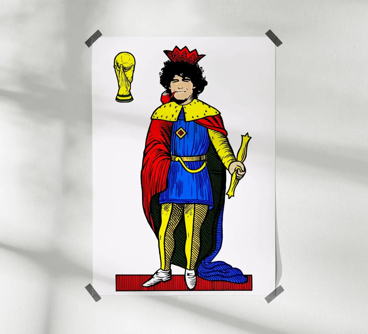 The King of Football: King of Cups poster con telaio in legno da ramosashop