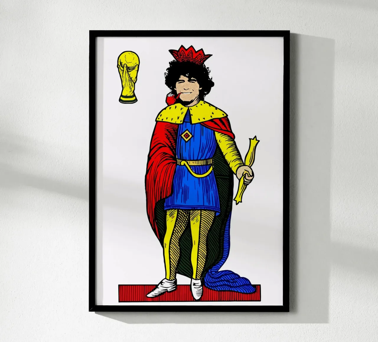 The King of Football: King of Cups poster con telaio in legno da ramosashop