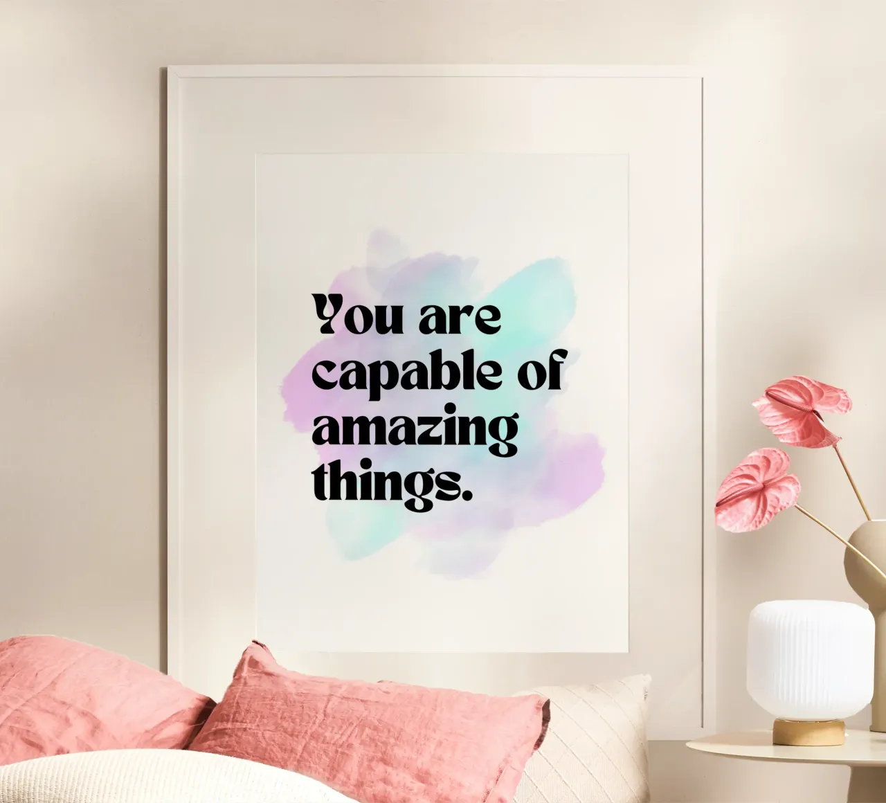 You are capable of amazing things poster con telaio in legno da PinkCandyWalls