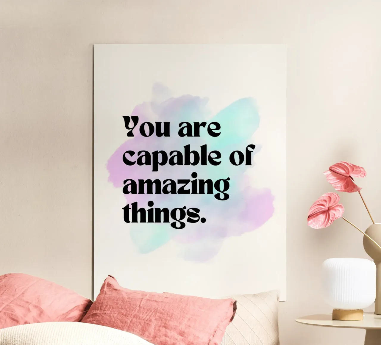 You are capable of amazing things poster con telaio in legno da PinkCandyWalls