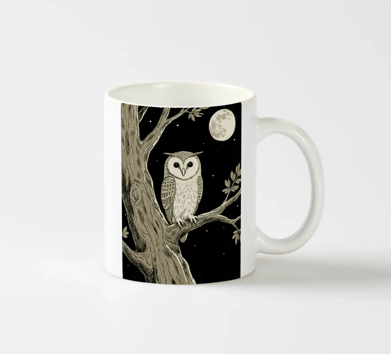owl in the tree at night tazza in ceramica da knowledge